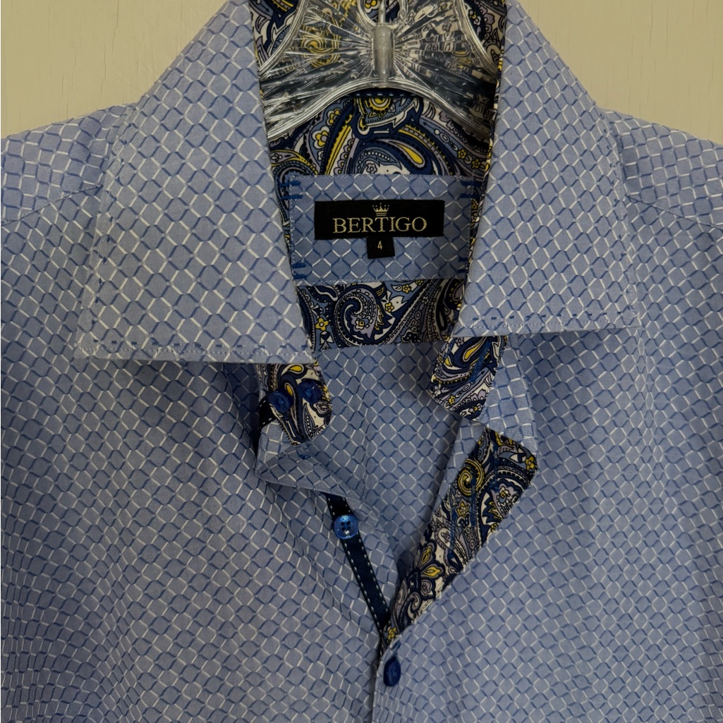 Mens Bertigo Very Nicely Made Oxford Style Italian Shirt Size U.S. Large